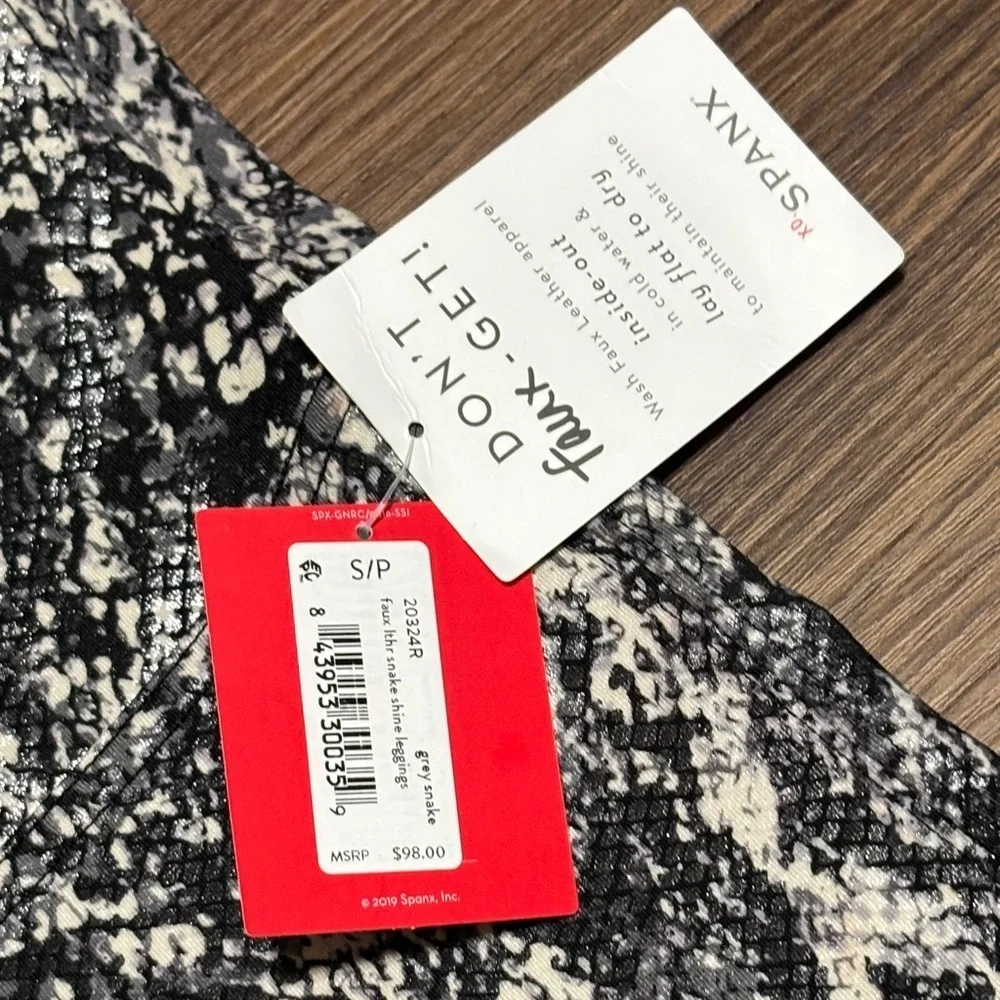 SPANX Faux Leather Snake Leggings S Small High Rise NWT Sculpt - Picture 4 of 9